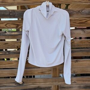 Oiselle White & Tan Striped Long Sleeve Top Turtleneck women’s size S